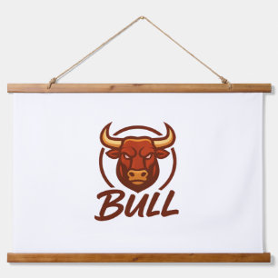 Tapisserie Suspendue Fierce Bull Head Logo, Creative Mascot BULL