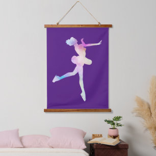 Tapisserie Suspendue Fille au patin à glace à l'aquarelle