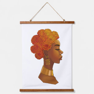 Tapisserie Suspendue Fille de fleur de royauté africaine cheveux