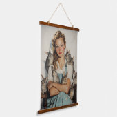 Tapisserie Suspendue Fille entourée de lapins (Angulaire)