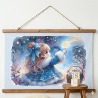 Fille Rêveuse Observatrice d'Étoiles Aquarelle