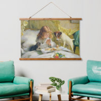 Fille Vintage priant avec l'art de chat et de chie