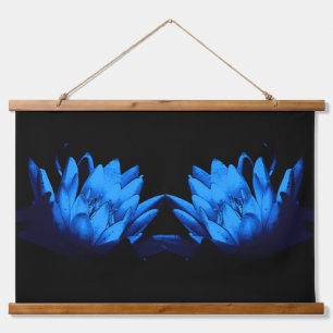 Tapisserie Suspendue Fleur de Lotus de Nénuphar Bleu Lumineux Abstrait