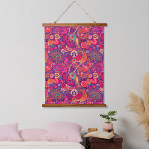 Tapisserie Suspendue Fleur noire : Motif de jardin rose artistique