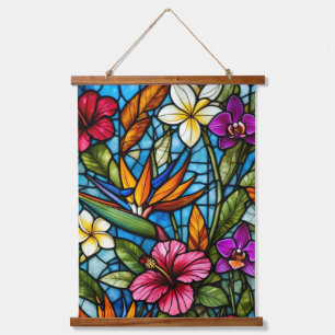 Tapisserie Suspendue Fleur tropicale en vitrail floral vibrant
