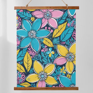 Tapisserie Suspendue Fleurs bohèmes géantes groovy colorées