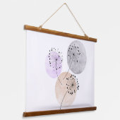 Tapisserie Suspendue Fleurs Boho Zen Dandelion Sur Cercles Bleus Rose (Incliné)