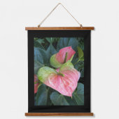 Tapisserie Suspendue Fleurs d'anthurium rose avec bordure noire (Recto)