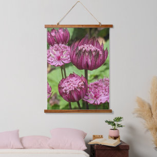 Tapisserie Suspendue Fleurs d'Astrantia roses Floral