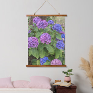Tapisserie Suspendue Fleurs de Hortensia roses et bleues Floral