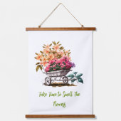 Tapisserie Suspendue Fleurs de Pêche Rose Jaune Roue Barils (Recto 3)