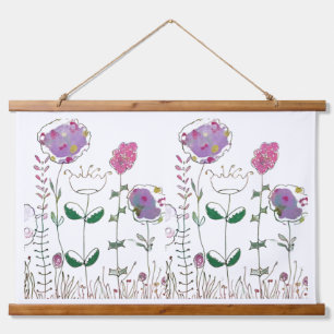 Tapisserie Suspendue Fleurs en techniques mixtes