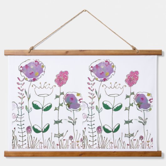 Tapisserie Suspendue Fleurs en techniques mixtes (Devant)