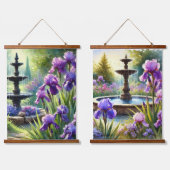 Tapisserie Suspendue Fleurs et fontaine d'Irises pourpres (Double)
