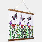 Tapisserie Suspendue Fleurs et papillons à main fanée (Angulaire)