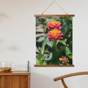 Tapisserie Suspendue Fleurs Lantana rose et jaune Photographique