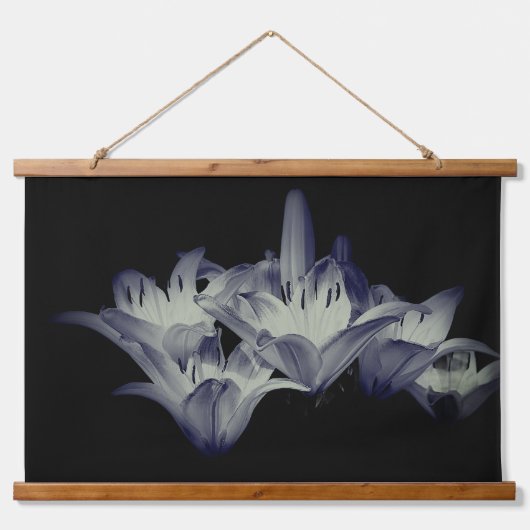 Tapisserie Suspendue Fleurs Lys En Noir Et Blanc (Devant)