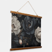 Tapisserie Suspendue Fleurs noires et blanches (Angulaire)