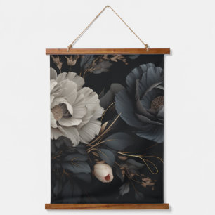 Tapisserie Suspendue Fleurs noires et blanches