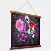 Tapisserie Suspendue Fleurs Whimsical Violet Floral Noir Blanc Rose (Angulaire)