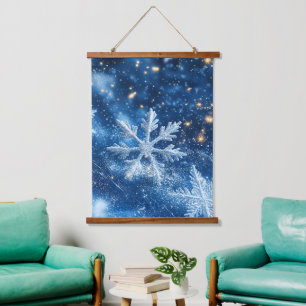 Tapisserie Suspendue Flocons de neige scintillants Noël d'hiver