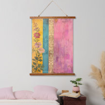 Floraison Bohème – Fleurs sauvages sur toile rayée