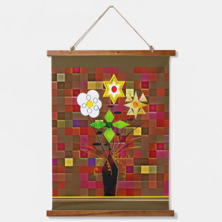 Tapisserie Suspendue "Flower Delivery" Wood Topped Wall Tapestry