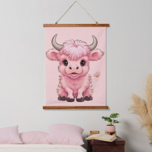 Tapisserie Suspendue Fluffy Rose Highlands Scottish Cow