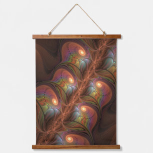 Tapisserie Suspendue Fluorescent coloré Abstrait Trippy Brown Fractal