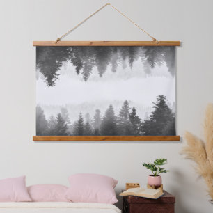 Tapisserie Suspendue Forêt à miroir brun et blanc