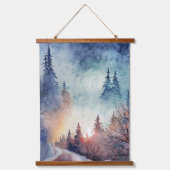 Tapisserie Suspendue Forêt d'hiver Serene Peinture d'aquarelle Nature (Recto)