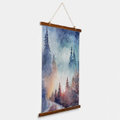 Tapisserie Suspendue Forêt d'hiver Serene Peinture d'aquarelle Nature (Angulaire)