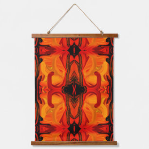 Tapisserie Suspendue Formes de pinceau Brown orange coloré Abstrait