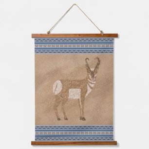 Tapisserie Suspendue Fourche sud-ouest Antilope debout Bordure bleue