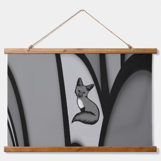 Tapisserie Suspendue Fox Design d'art moderne en argent (Devant)