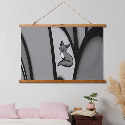 Tapisserie Suspendue Fox Design d'art moderne en argent (Chambre à coucher)