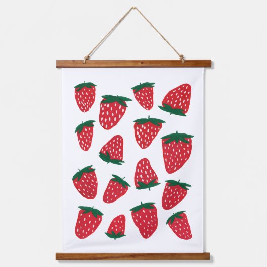 Tapisserie Suspendue Fraises d'été bio - rouge et vert (Recto)