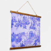 Tapisserie Suspendue Français Bleu Blanc Toile Chinoiserie Style Rustiq (Angulaire)