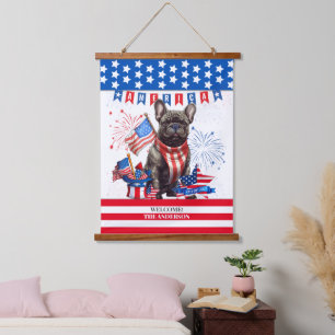 Tapisserie Suspendue French Bulldog Happy 4 juillet Amérique patriotiqu
