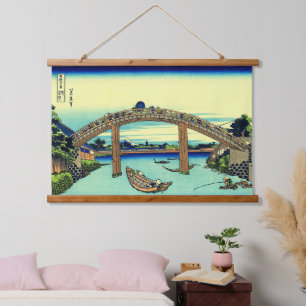 Tapisserie Suspendue Fuji sous le pont Mannen à Fukagawa Hokusai