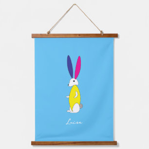 Tapisserie Suspendue Fun Bunny Wall Art Nursery Kids Nom personnalisabl