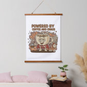 Tapisserie Suspendue Funny Retro Coffee Superhero | Powered by Coffee  (Chambre à coucher)