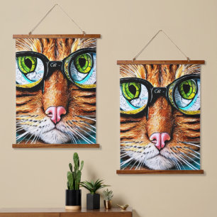 Tapisserie Suspendue Futur Chat Portant des lunettes
