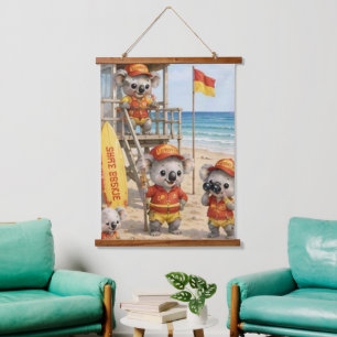 Tapisserie Suspendue Gardiens de sauvetage Koala surveillant une plage
