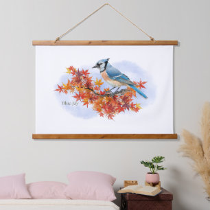 Tapisserie Suspendue Geai bleu en couleurs d'automne