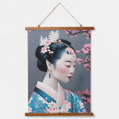 Tapisserie Suspendue Geisha Japonais Dans Un Jardin En Fleurs De Cerisi (Recto)