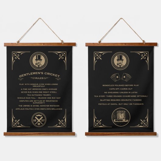 Tapisserie Suspendue Gentleman Victorian Cricket Rules Art (Double)