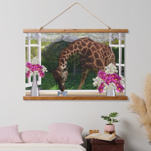 Tapisserie Suspendue Giraffe Dans Ma Fenêtre, Mur Suspendu (Chambre à coucher)