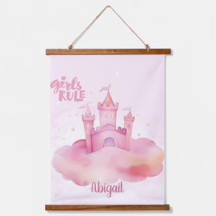Tapisserie Suspendue Girl Rule Palace sur le nuage rose personnalisable