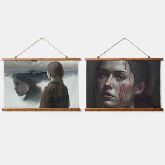 Tapisserie Suspendue Girl with clouds (Double)